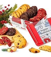 David's Cookies Christmas Cookies Gift Box - Fresh Baked Assorted Mini Cookies in Winterwonderland Tin with Chocolate Chip, White Chocolate Chip & Red Velvet - Gourmet Holiday Food Gift Basket