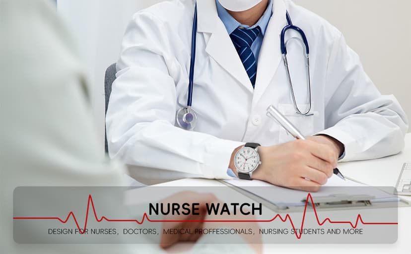 TWOPTION Nurse Watch for Women Waterproof Analog Silicone Watch with Second Hand Nursing Watch
