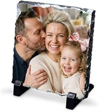 Customized Photo on Natural Slate Stone — an Anniversary or Birthday Keepsake Gift for Women, Mom, Wife, Her, Dad or Family. ArtPix Personalized Slate Picture Frame - Custom Photo Gift Anniversary B0DNKR7K1S