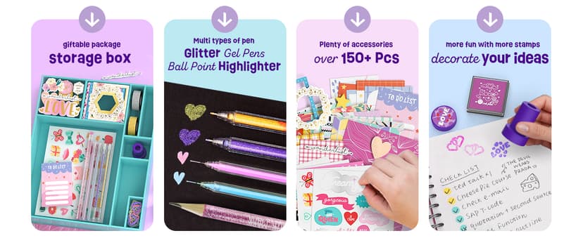 2-Pack DIY Journal Kit for Girls -Christmas Birthday Gifts for Girls 8 9 10 11 12 13 14 Years Old - Arts & Crafts for Teens Trendy Stuff - Scrapbook & Diary Supplies Toys Set