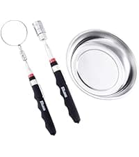 Telescoping Magnetic Pickup Tool Set, Inspection Mirror Telescoping, LED Flashlight, Cool Gadgets for Men, Gifts for Dad, Husband, Kids, Boyfriend, Magnet Stick