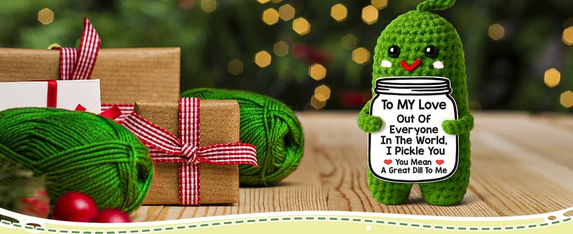 I Love You Gifts for Her, Him, Wife, Husband, Couple, Romantic Gifts for Boyfriend Girlfriend, Anniversary Perfect Gifts for Women Men, Handmade Crochet Pickle