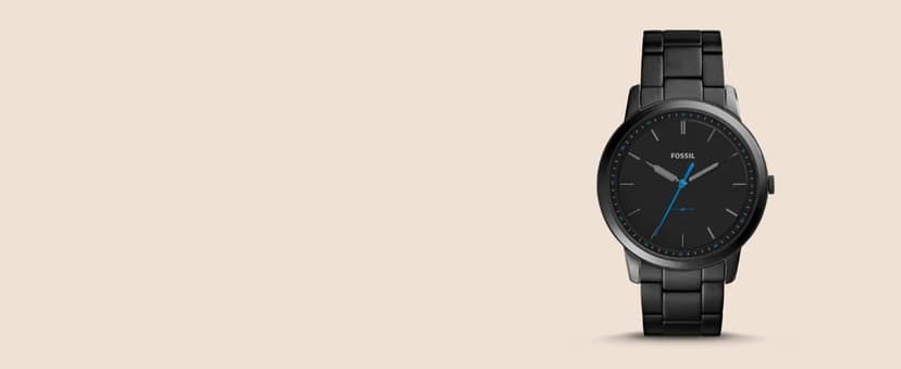 Fossil Men's Minimalist Quartz Stainless Steel and Leather Three-Hand Watch