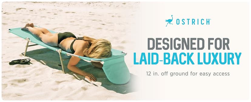 Ostrich the Original Chaise 72 x 22 Inch Lounge Portable Reclining Lounger, Outdoor Patio, Beach, Lawn, Camping, or Pool Tanning Chair, Teal