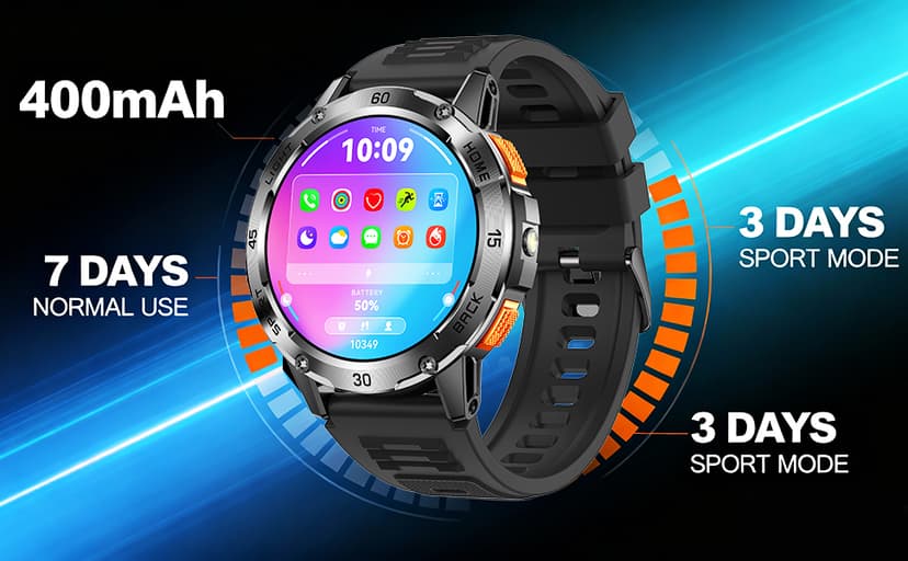 Jooeniok 2026 New Outdoor Compass with Bluetooth Calling and Health Monitoring - 100+ Exercise Modes, Music Playback, Voice Assistant, Waterproof, 1.53-inch Screen, Flashlight for Fitness and Sports