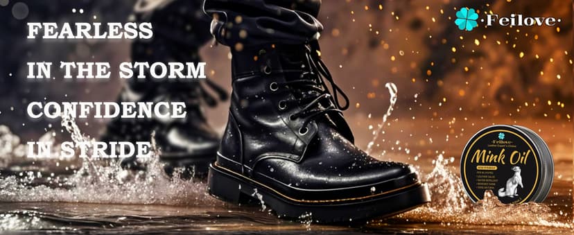 Feilove 4-in-1 Mink Oil Leather Conditioner and Cleaner 3.52 oz - Premium Waterproof Formula for Boots and Shoes