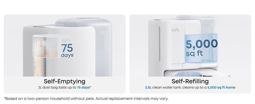 eufy Robot Vacuum E25, HydroJet System with Roller Mop, 20,000 Pa Turbo Suction, All-in-One Robot Vacuum and Mop Combo, Edge-to-Corner Cleaning, Zero-Tangle Design, AI Obstacle Avoidanced, White