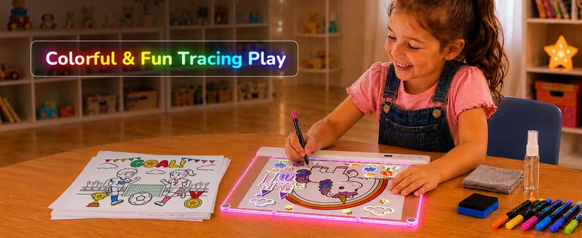 Aullsaty 16.5-Inch LED Drawing Board for Kids, Rechargeable Light Up Dry Erase Board with 16 Light Effects, 7 Markers and Tracing Kit, Birthday or Christmas Gift for Boys and Girls Ages 3-12 B0H7HFPLFM