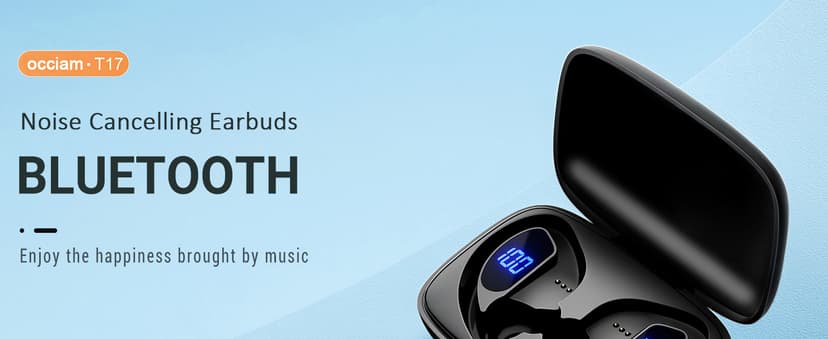 occiam Sport Wireless Earbuds Bluetooth Headphones 80hrs Playtime Deep Bass Ear Buds with Earhook Noise Cancelling Mic Waterproof Earphones for Workout Running Black