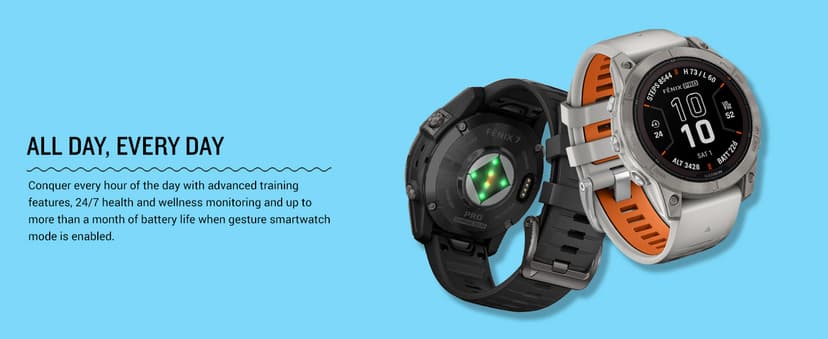 Garmin fēnix 7 Pro Sapphire Solar, Multisport GPS Smartwatch, Built-in Flashlight, Solar Charging Capability, Black