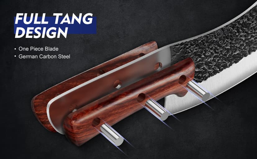 3PCS Butcher Knife Set, Hand Forged Serbian Chef Knives & Meat Cleaver & Viking Knives, Meat Cutting Kitchen Knife Set for Home, Outdoor Cooking, Camping BBQ Gift Idea Men