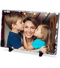 Customized Photo on Natural Slate Stone — an Anniversary or Birthday Keepsake Gift for Women, Mom, Wife, Her, Dad or Family. ArtPix Personalized Slate Picture Frame - Custom Photo Gift Anniversary B0DNKR7K1S