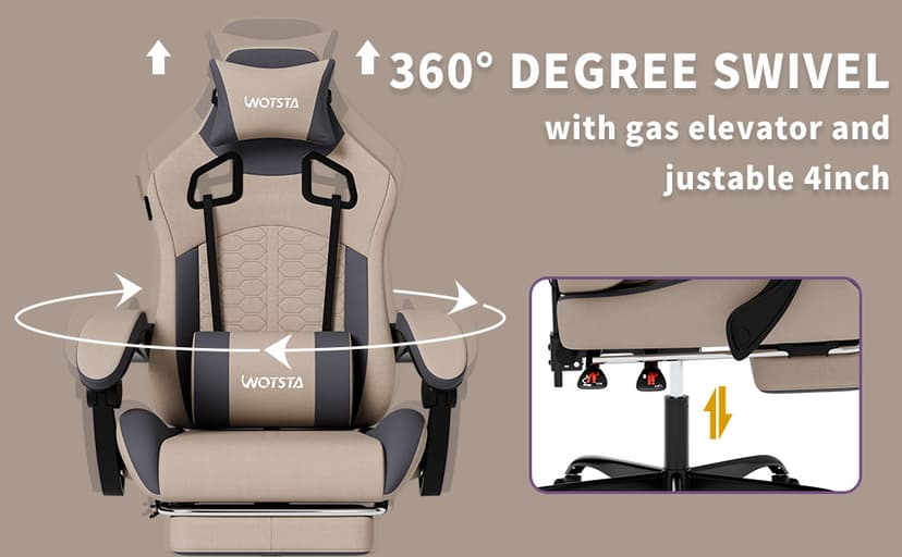 Gaming Chair with Massage,Ergonomic PC Gaming Chair with Footrest Comfortable Headrest and Lumbar Support, High Back, 300LBS (Grey)