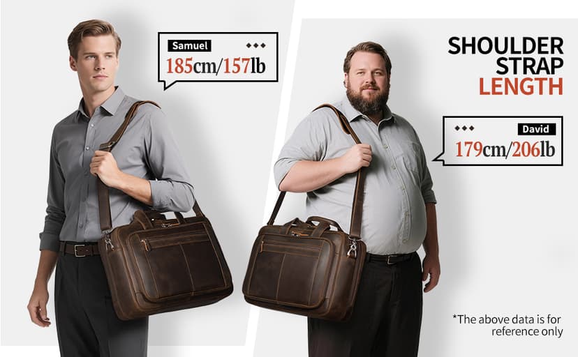 Augus Business Travel Briefcase Genuine Leather Duffel Bags for Men Laptop Bag fits 15.6 inches Laptop YKK Metal Zipper (Dark brown)