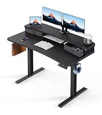 HUANUO Electric Standing Desk, Whole Piece Desktop, Adjustable Height Computer Desk, 4 Height Memory Settings, Sit Stand Up Desk for Home Office, 60" x 24", Light Vintage