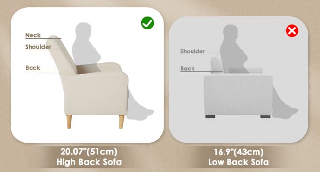 COLAMY Mid-Century Modern Upholstered Accent Chair with Back Pillow & Solid Wood Legs, Fabric Cozy Armchair for Living Room, Bedroom, Reading Nook, Apartment & Small Spaces, Beige