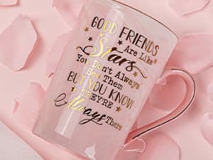 Best Friend Birthday Gifts for Women, Friendship Gifts for Women, Unique Birthday Gift Ideas for Her, Friends Female, Besties, BFF Ceramic Marble Coffee Mug Gift Box Printed Gold 14 oz