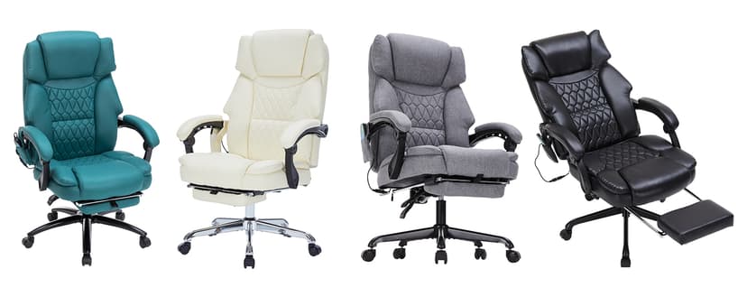 Massage Office Chair with Heat,Reclining Office Chair with Foot Rest,6 Points Vibration Home Desk Chairs for Heavy People 400lbs,Ergonomic Managerial Executive Chair (Grey)