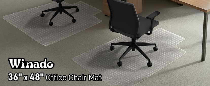Winado Office Chair Mat, 36"x48" Non-Slip Under Computer Desk Chair Carpet Floor Protector, Heavy Duty Clear Plastic Chair Mats for Rolling Gaming and Work Chairs (Carpet 90 * 120 * 0.2cm with Lip)