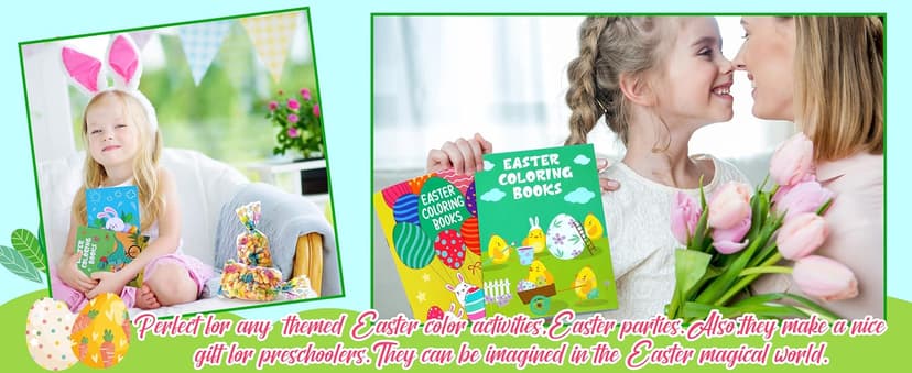 90shine 54PCS Easter Coloring Books for Kids-Egg Basket Stuffer Gifts Party Favors Class Activity Supplies Decorations B08Q36YXL9