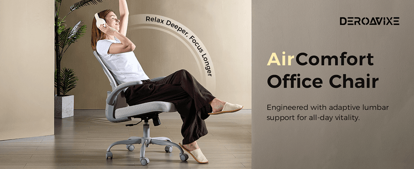 Office Chair, Mesh Ergonomic Desk Chairs, Comfy Computer Gaming Chair with Adjustable Height & Flip-up Armrest, Lumbar Support & Swivel Function for Home Office (Gray)