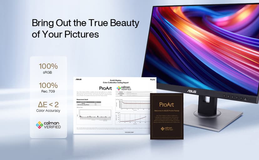 ASUS ProArt 24" Monitor - WUXGA (1920 x 1200), 16:10 Monitor, 100% sRGB/Rec.709 ΔE < 2, IPS, DisplayPort, HDMI, Calman Verified, Anti-Glare, Tilt, Pivot, Swivel, Height Adjustable - PA248QV