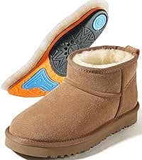 Mel&Syd 100% Australian Sheepskin Mini Boots with Arch Support Options - Warm Down to -40°F (-40°C) Thermal Ankle Booties - Waterproof Suede & Breathable Winter Shoes for Urban Commute & Office Wear