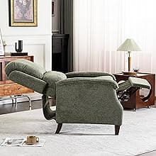 VKNOW Recliner Chair, Fabric Recliner with Soft Armrest, Home Theater Seating with Adjustable Push Back and Lumbar Support, Single Sofa for Adults, Lounge Chair for Living Room, Bedroom(Green)
