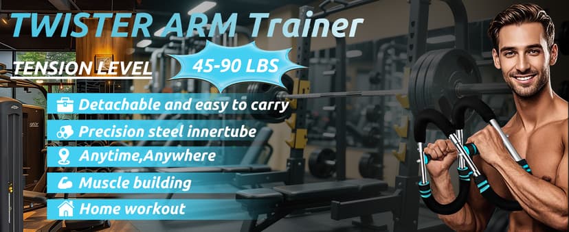 Twister Arm Trainer Arm Shoulder Chest Workout Equipment 45-90lb Adjustable Strength Trainer Chest Trainer for Men Portable Detachable Home Fitness Equipment