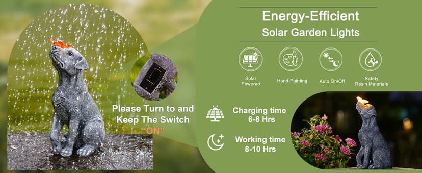 Goodeco Dog Statue with Solar Butterfly - Ideal Gifts for Dad, Mom or Birthdays, Beautifully Crafted Outdoor Decorations to Wow Your Guests