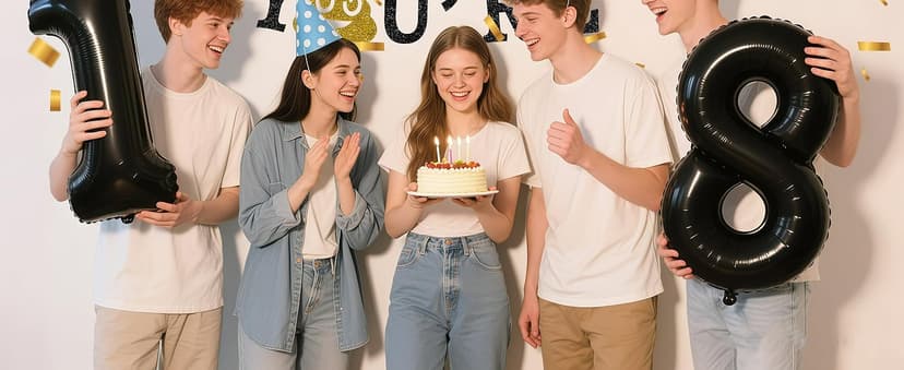 Funny 18th Birthday Decorations for Girls Boys - Glitter 18th Birthday Banner, Adultish Cake Topper &18 Balloon Numbers Set - 18 Years Old Gifts Party Decorations Supplies