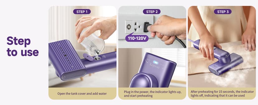 Portable Travel Steamer for clothes - 1200W Clothes Steamer Handheld Remover Fabric Clothing Wrinkles, 15s Fast Heat-up Garment Steamer, 120V Countries Steam iron for Home, Travel