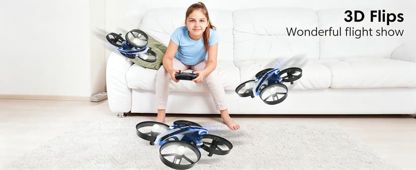 Mini Drone for Kids & Beginners, Indoor RC Nano Helicopter Quadcopter with Auto Hovering,3D Flips,Portable Hand Operated, Birthday& Children's Day Gift for Boys and Girls,Headless Mode & Remote Control,Blue.4-blade design-ATOYX