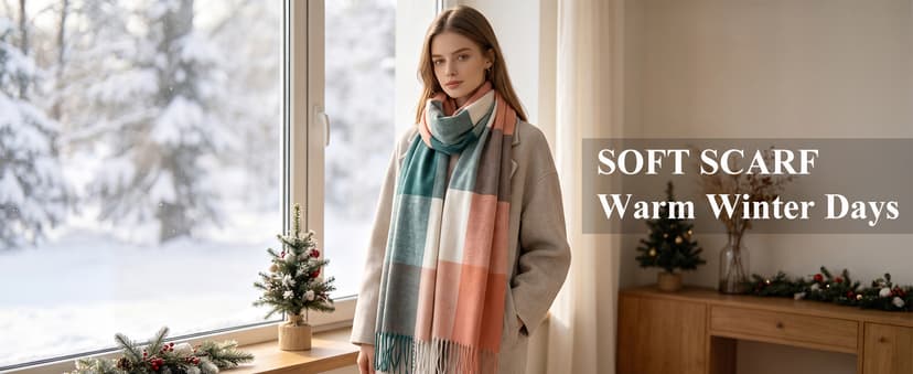 Loritta Womens Scarf Fashion Long Plaid Shawls Wraps Big Grid Winter Warm Lattice Large Scarves Gifts