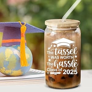 NewEleven Class Of 2025 Graduation Gifts For Her, Friends - Funny Master Degree, College Graduation Gifts From Friends And Family - 16 Oz Coffee Glass