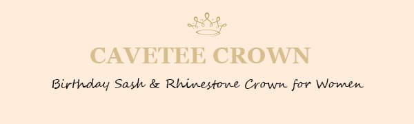 CAVETEE Gold Birthday Crown and Tiara for Women, Sash for Girls - Birthday Party Decoration