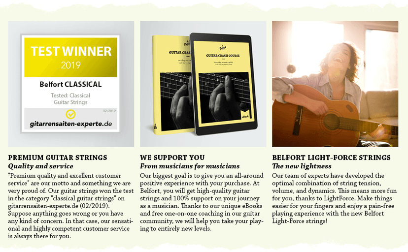 Belfort Classical Guitar Strings Nylon - Classical Nylon Strings Coated in Silver - 6 Guitar String Set + Extra 1E - Cuerdas para guitarra acustica - Cuerdas de guitarra acustica