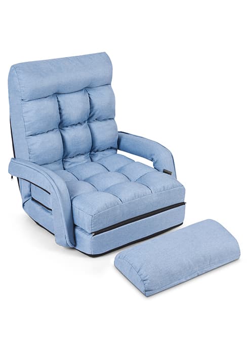 S AFSTAR Cushioned Floor Chair, 14-Position Adjustable Padded Lazy Recliner with Comfortable Back Support and Skin-Friendly Cover, Great for Reading, Playing Game, Meditating (Mysterious Black)