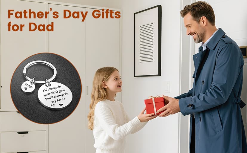 Father’s Day Gift - Dad Gifts from Daughter for Birthday Christmas Valentine’s Day, I'll Always Be Your Little Girl, You Will Always Be My Hero Daddy Keychain, Father Daughter Keyring