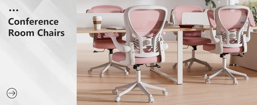 GYI Ergonomic Office Chair, Mesh Desk Chair with Adjustable Lumbar Support and 3D Flip-up Arms, Computer Chair with Wheels, Pink