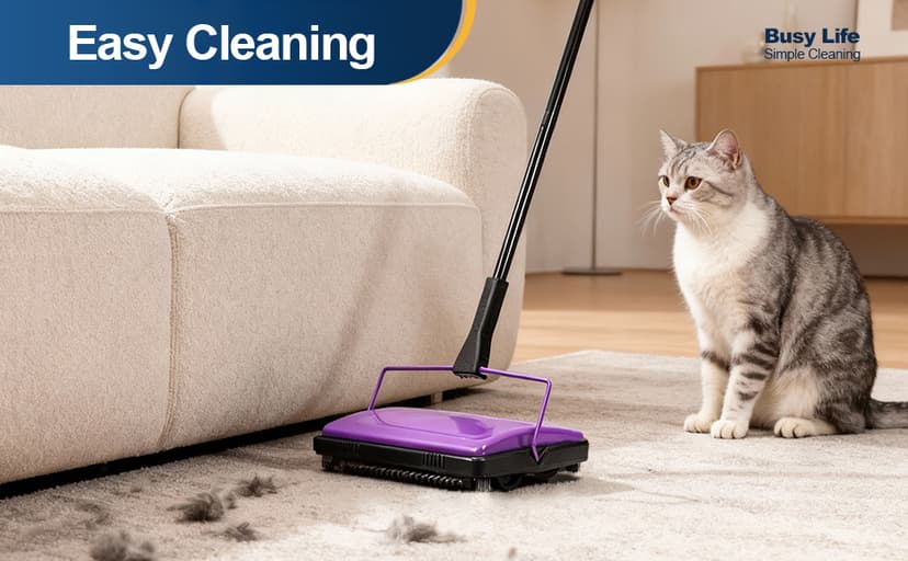Yocada Carpet Sweeper Cleaner for Home Office Low&Undercoat Carpets Rugs Pet Hair Dust Scraps Paper Small Rubbish Cleaning with a Brush