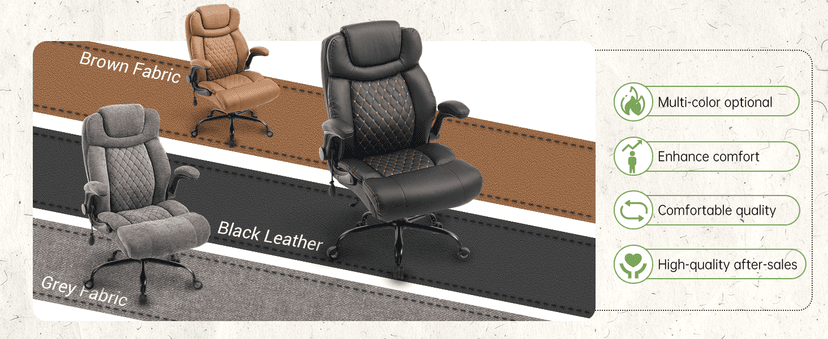 Office Chair, Big and Tall Executive Chairs with Lumbar Support for Back Pain, Breathable Desk Computer Chair with Adjustable Flip-up Armrests, Wide Cushion Swivel Home Office Chair Black PU