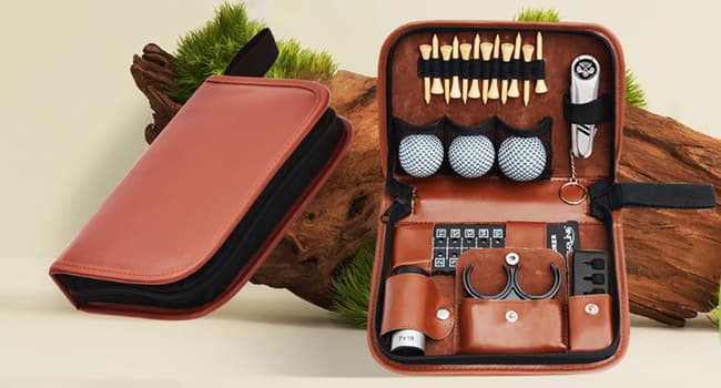 Golf Gifts for Men and Women, Golf Accessories Set with Hi-End Case, Golf Balls, Rangefinder, Golf Tees, Brush, Multifunctional Divot Knife, Scorer, Golf Ball Clamp