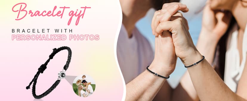 Custom Bracelets with Picture Inside, Picture Bracelet Personalized Photo Projection Bracelets, Valentine’s Day Birthday Christmas Gifts for Women/Men