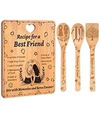 Best Friend Birthday Gifts for Women - “Recipe for a Best Friend” Bamboo Cutting Board Set, Engraved with Inside Jokes & Secrets - Bestie Gifts for Graduation, Long-Distance, Housewarming & Christmas