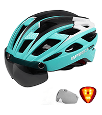 Bike Helmet, Basecamp Bicycle Helmet with Rear Light & Detachable Magnetic Goggles Lightweight Cycling Helmet Adjustable for Adult Men Women Mountain & Road (BC-069)
