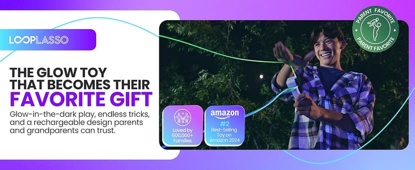 Loop Lasso NANO - Viral Glow in the Dark String Toy - 100+ Tricks, Beginner-to-Pro - Stocking Stuffers for Teen Boys, Christmas Gift for Boys 8-13+, Cool Gadgets for Kids & Adults