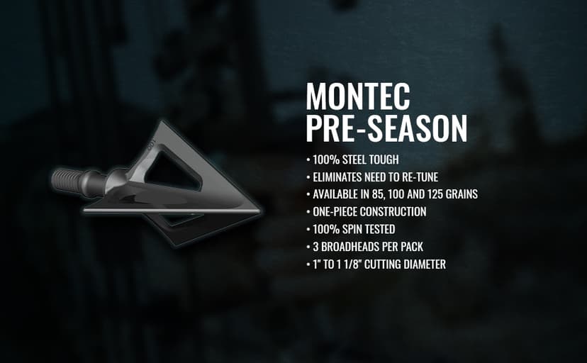 G5 Montec Fixed 3-Blade Broadheads | 3-Pack | 85/100/125 Grains | Razor Sharp 1-Piece Construction | Screw in | Compound & Recurve Compatible