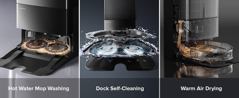 roborock Qrevo Slim Robot Vacuum and Mop Combo, 8.2cm Ultra-Slim, 3D Sensing Tech, Advanced Obstacle Recognition, 11,000Pa Suction, FlexiArm Side Brush & Mop, Auto Mop Washing & Drying, Self-Emptying