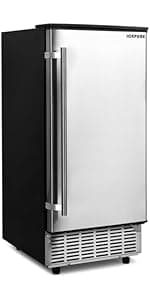 ICEPURE 15" Under Counter Ice Maker with Drain Pump, 90lbs/24H, Self-Cleaning, Smart Reminder, 24H Timer, ETL FCC, Built-in or Freestanding for Residential and Commercial, Stainless Steel